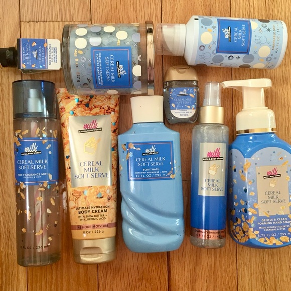 Bath & Body Works Cereal Milk Soft Curated 9PC Collection Set - Blue and White